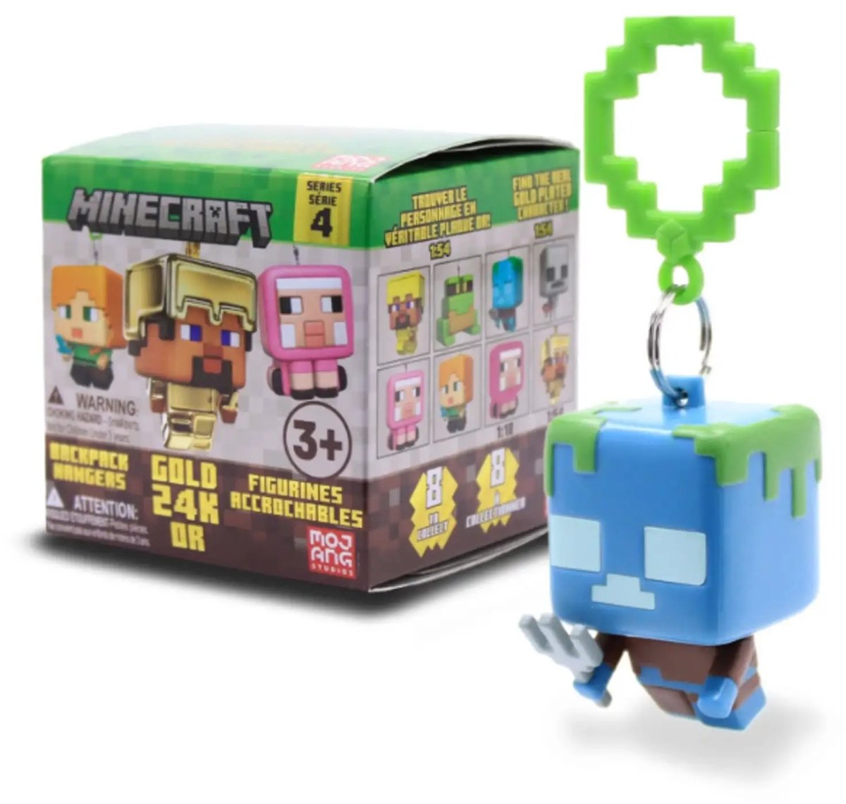 Minecraft Series 4 Backpack Hangers Blind Box - 1 exemplaar - 8 cm - Spaar ze allemaal