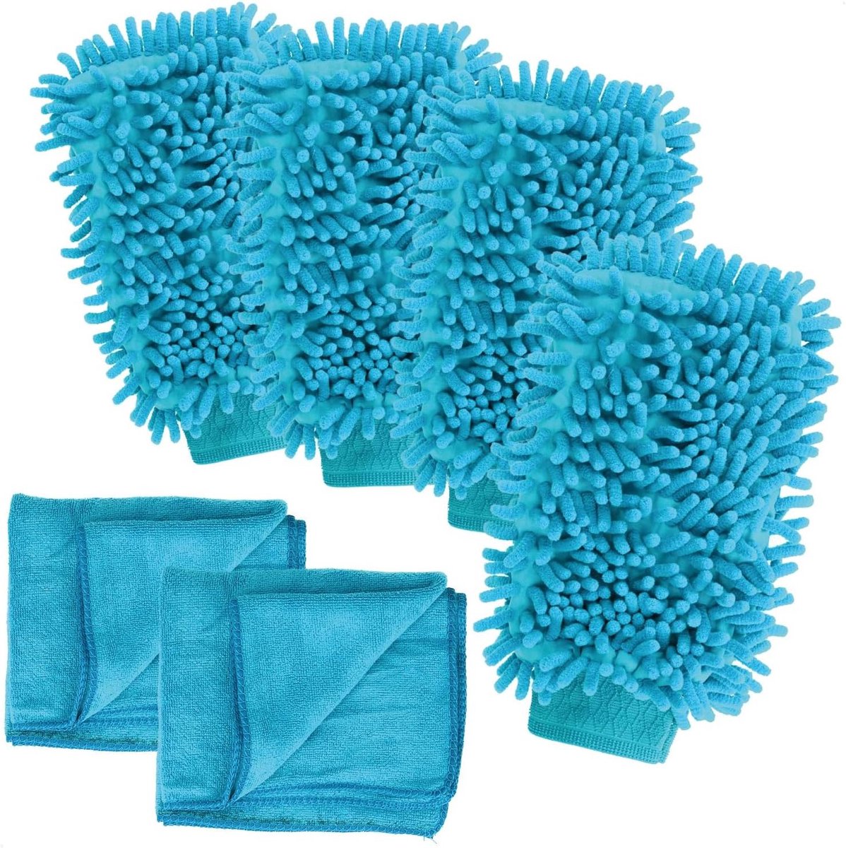 Autoverzorgingsset - Reinigingsdoeken - Auto poetsen - Zachte reiniging - 6 Delen - Blauw