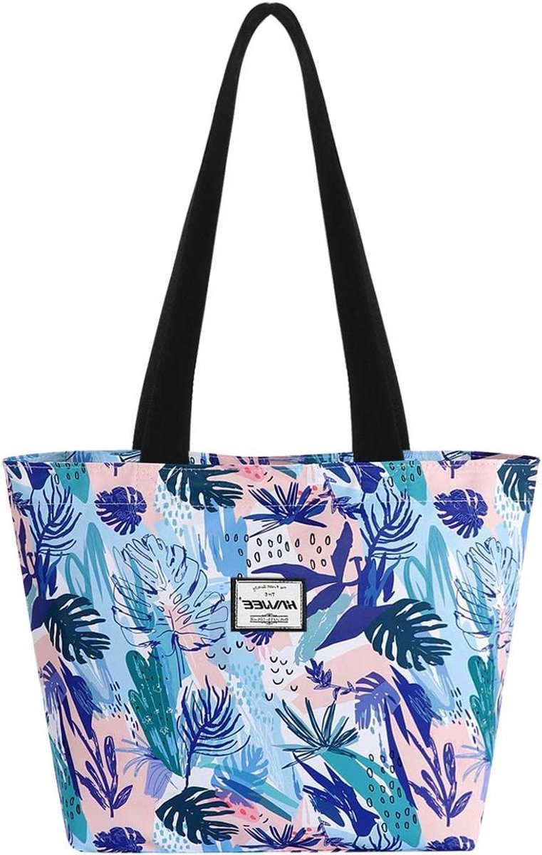 Dames Shopper - Handtas Schoudertas - Dagelijks Gebruik - Waterafstotend Materiaal - 30 x 29 x 10 cm - Paars Bladeren