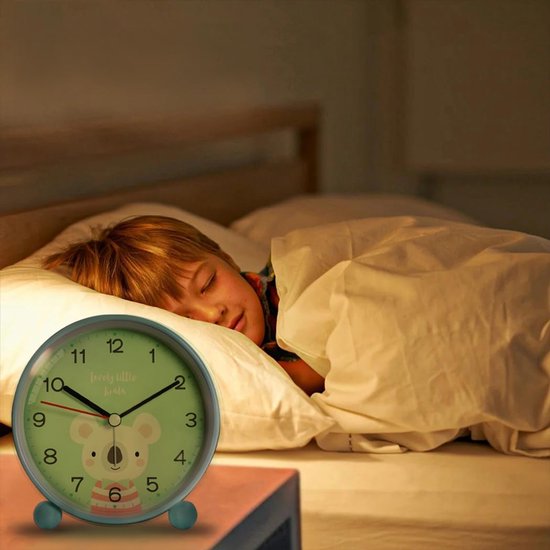 Kinderwekker - Stille wekker - Nachtrust bewaren - Met nachtlampje - 11 cm - Groen — afbeelding 4