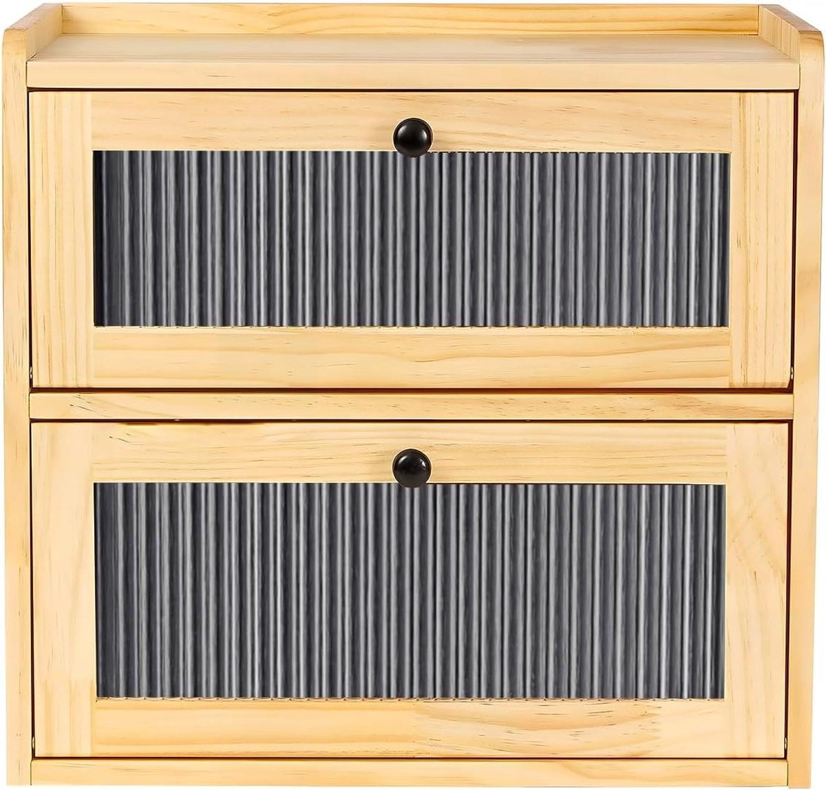 Bamboe Broodtrommel - Dubbele Laag - Brood Vers Houden - Ventilatie Ontwerp - 36.5 x 24 x 34 cm - Natuurlijk