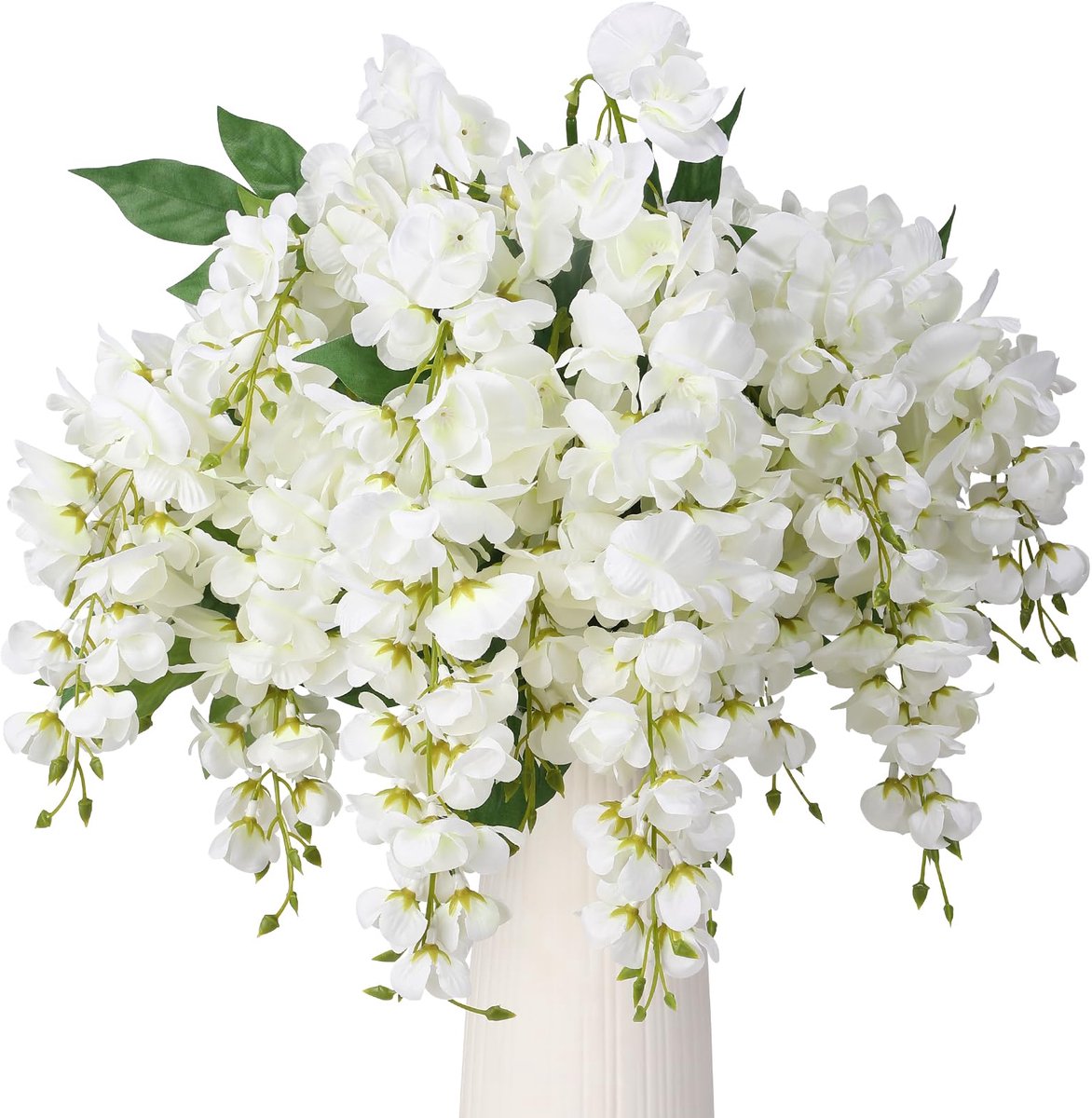 Wisteria Kunstmatige blauweregen, hangende zijden boeketten voor bruiloftsdecoraties, decoratie voor thuis, keuken en tuinfeest (wit, 1 stuks)