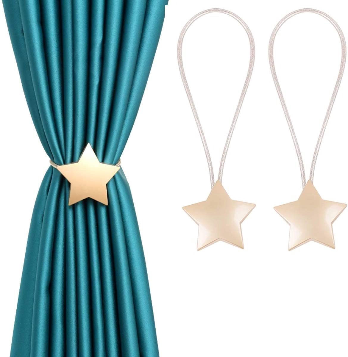 Gordijnhouders voor gordijnen, magnetisch, praktisch, stervorm, gordijnhouders voor gordijnen, geen boren, chique accessoires, decoratie voor thuis, kantoor, hotel