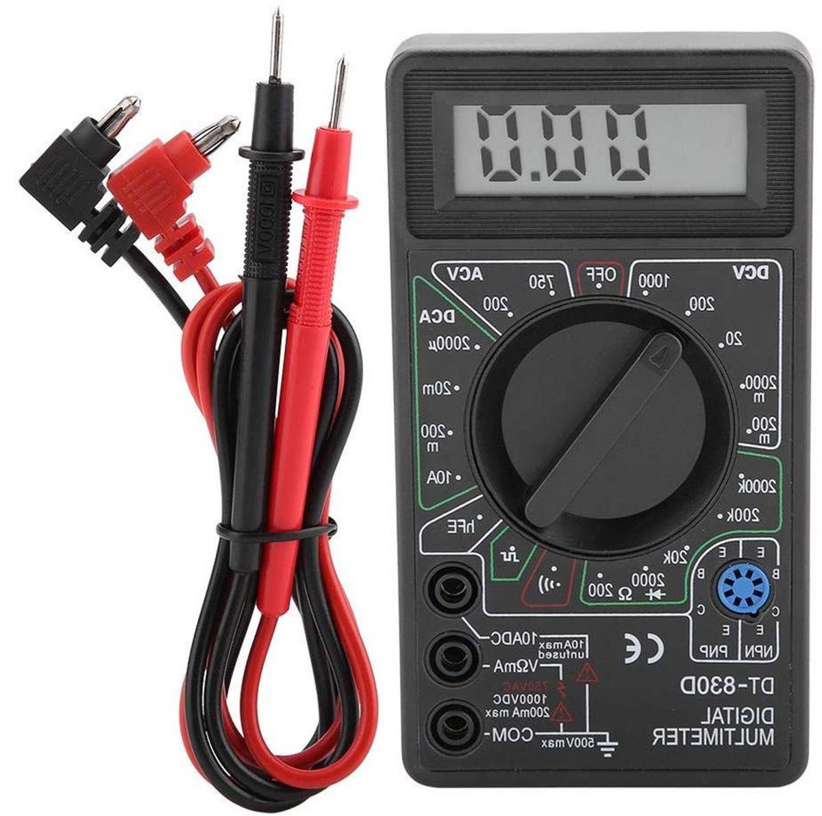 Digitale Multimeter - Voltmeter Ammeter - Elektrische Metingen - LCD Display - 12.5 x 7 x 2.3 cm - Grijs