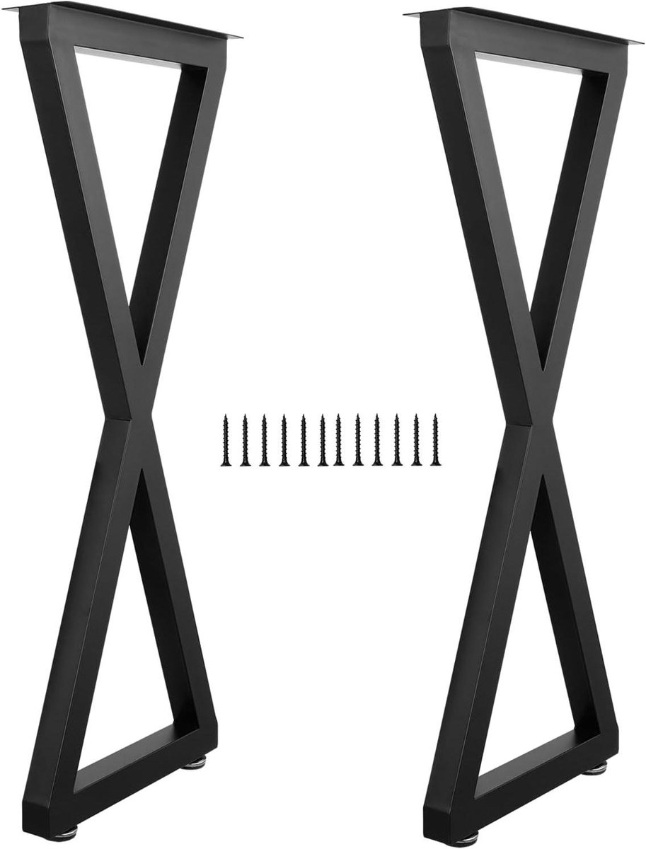 Metalen tafelpoten - Eettafel poten - Meubels maken - Zwaar ijzer - 96 cm - Zwart