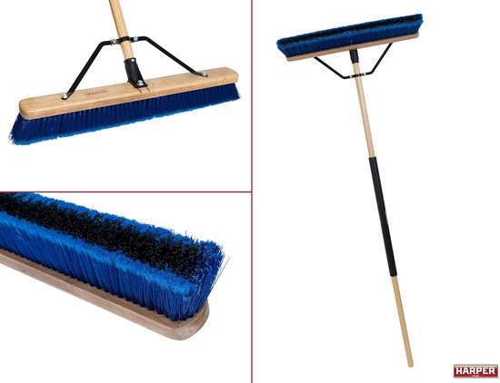 Push Bezem - Veegmachine Stoffer - Opritten Schoonmaken - Dubbele Borstelharen - 60 inch Handvat - Blauw — afbeelding 4