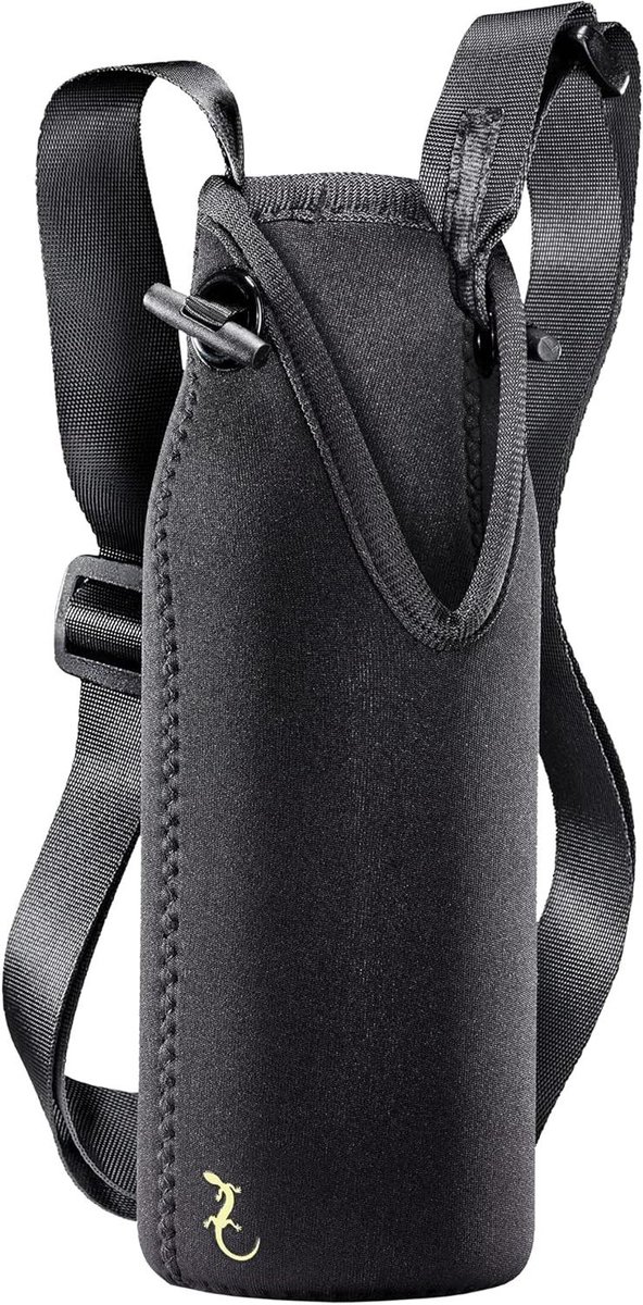Isolatiehoes met Draagriem - Fleshoes Neopreen - Fles Beschermen - Verstelbare Draagriem - 0.75 L - Zwart