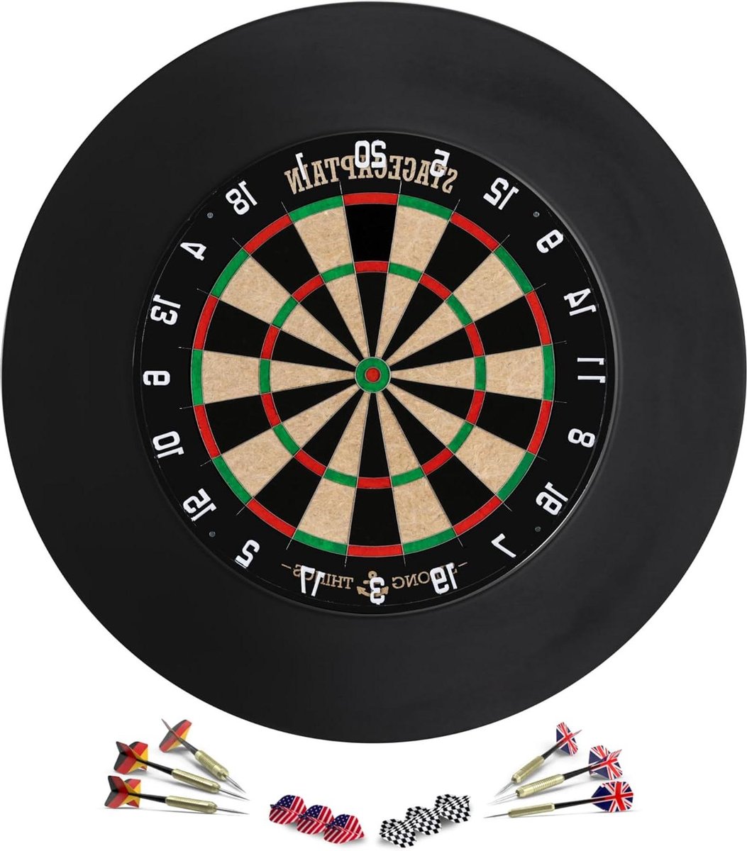 Dartbord Set - Steeldartbord Sisal - Competitie Spelen - Dunne Draden - 45 cm Diameter - Blauw