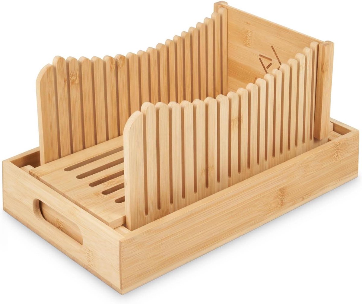 Broodsnijmachine - Brood Snijder - Zelf Gebakken Brood - Verstelbare Dikte - 32.8 x 14.2 x 18.4 cm - Natuurlijk Bamboe