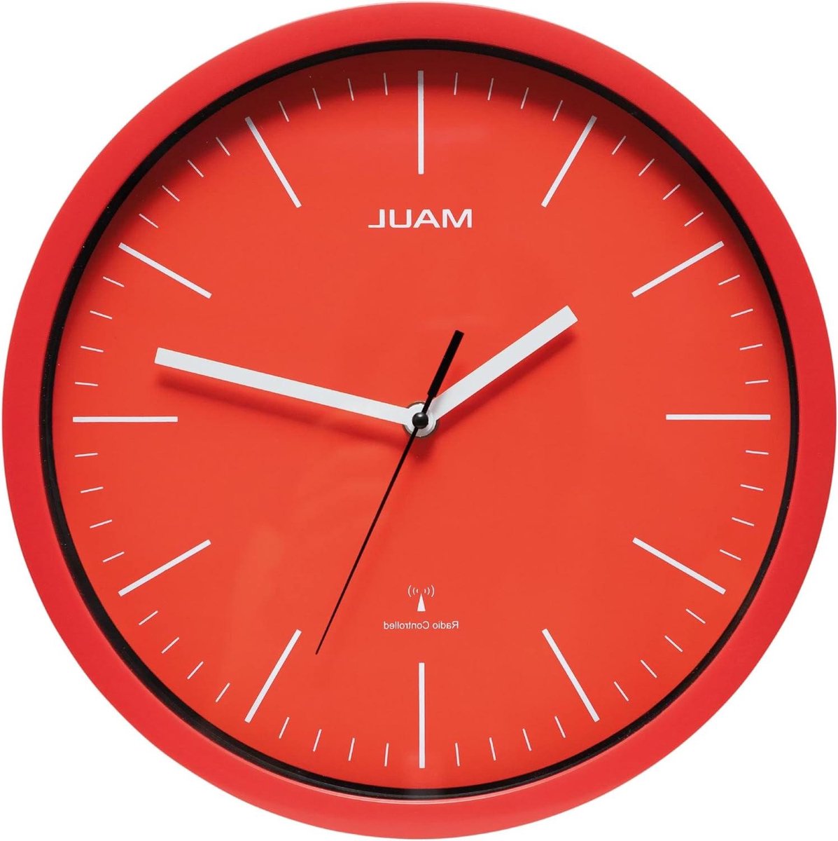 Wandklok - Radioklok - Tijdweergave - Automatische tijdinstelling - Ø 305 cm - Rood