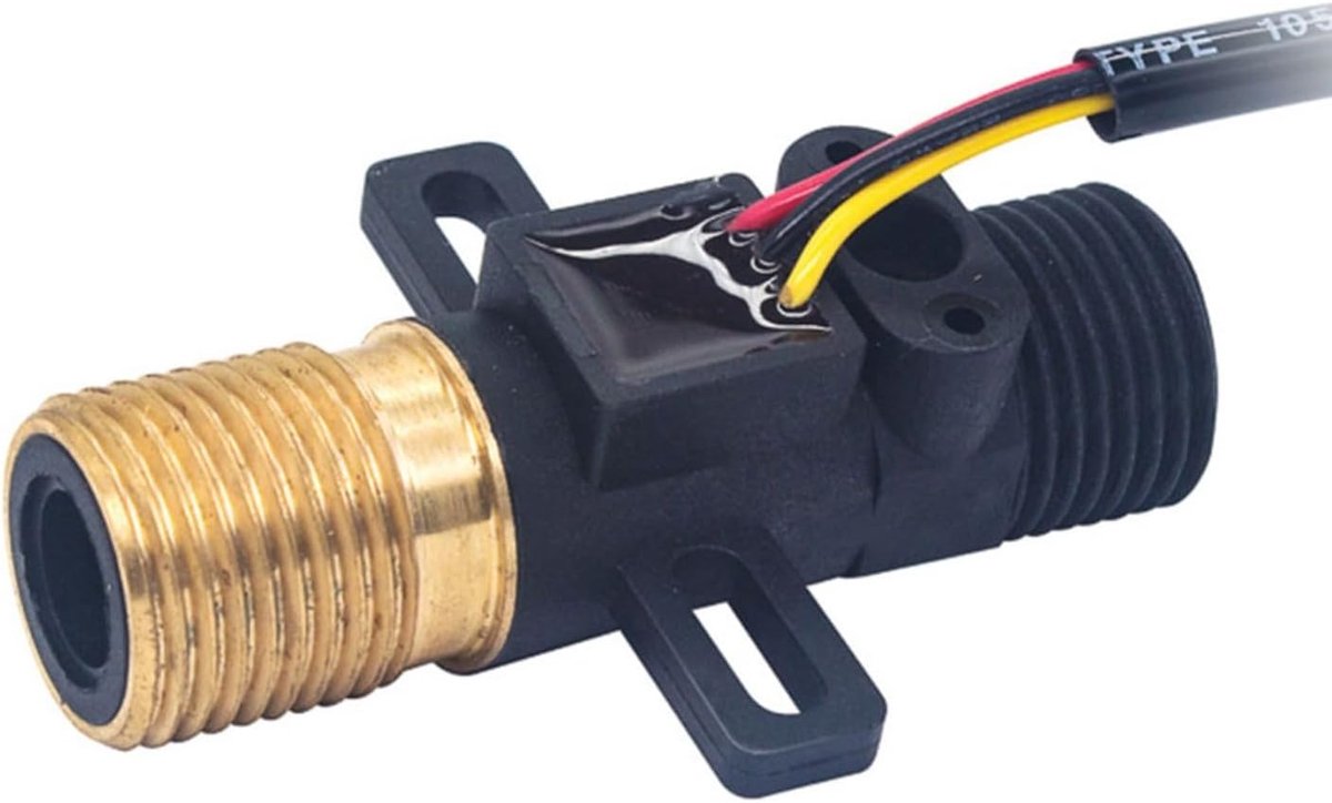 Waterstroomsensor met hal-effect, koperen behuizing voor verwarming en industrieel gebruik, real-time bewakingsschakelaar, 7 x 4,3 x 1,5 cm, zwart (SEN-HZ21TC)
