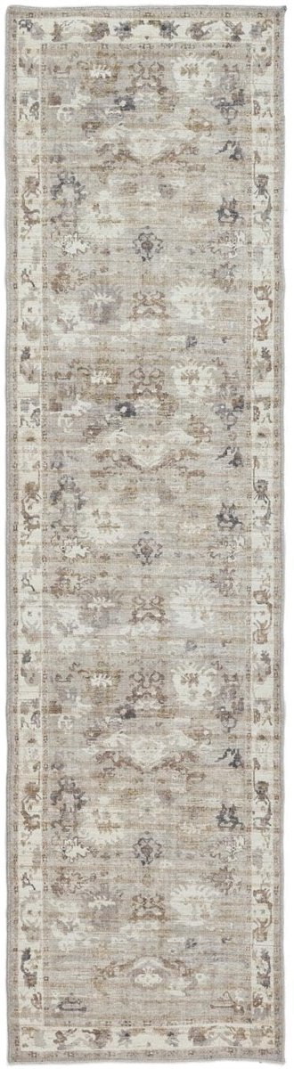 Vloerkleed, Vintage, 80 x 300 cm, Rechthoekig, Laagpolig, Woonkamer, Slaapkamer, Hal, Machinewas, Beige