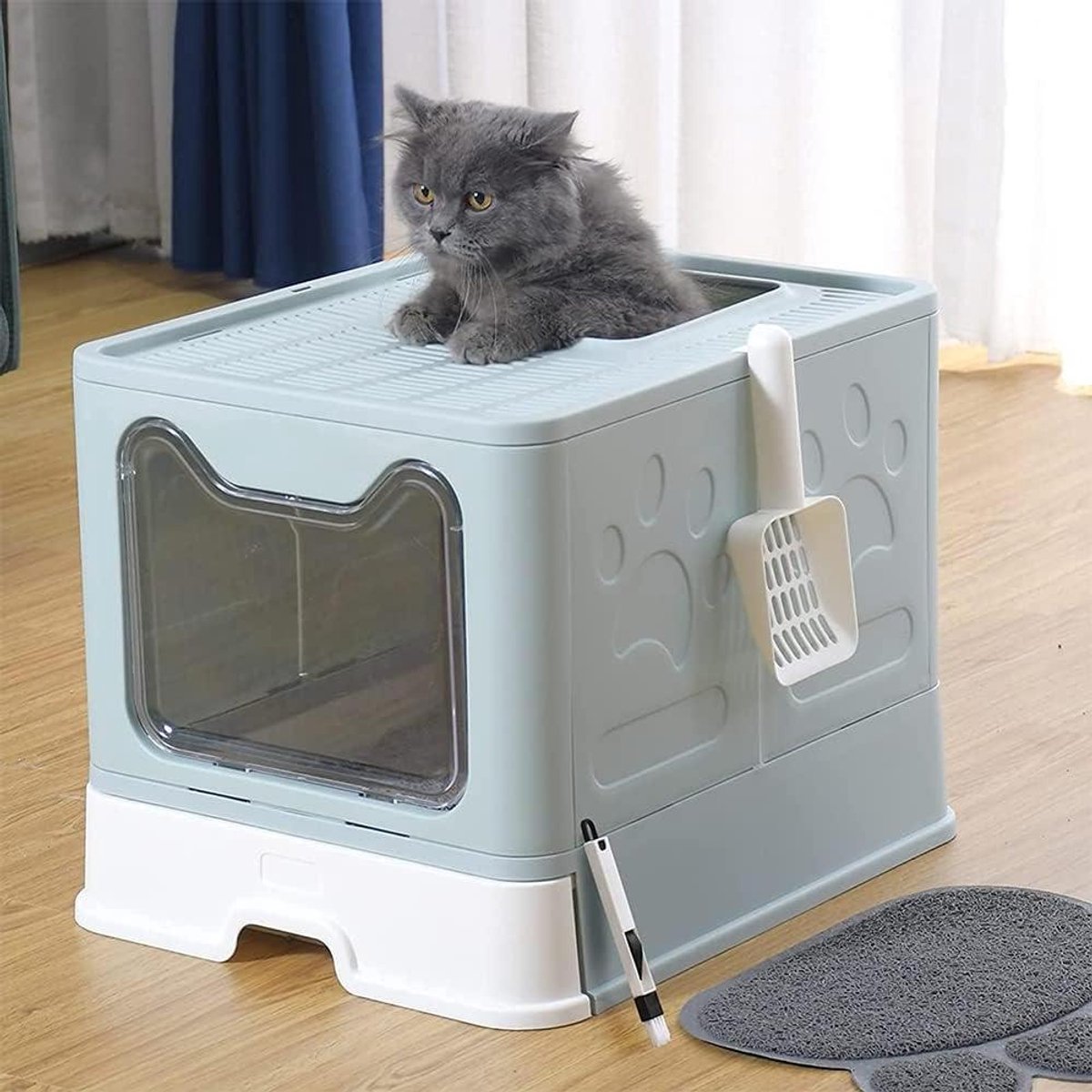 Kattenbak met Lade - Katten toilet - Hygiënisch Huisdier - Dubbele Deuren Ontwerp - 51 x 41 x 38 cm