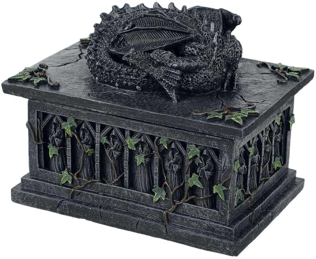 Bewaardoos grijs polyresin afm: 17 x 14 x 12 cm Dragon, Gothic