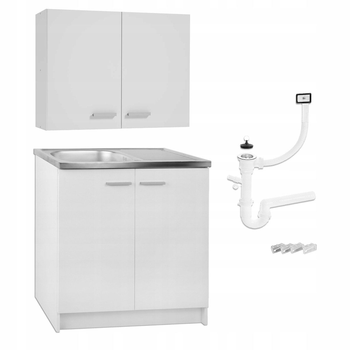 STAMAR Keukenkast Set 80 cm - mat wit - onderkast met spoelbak en wandkast