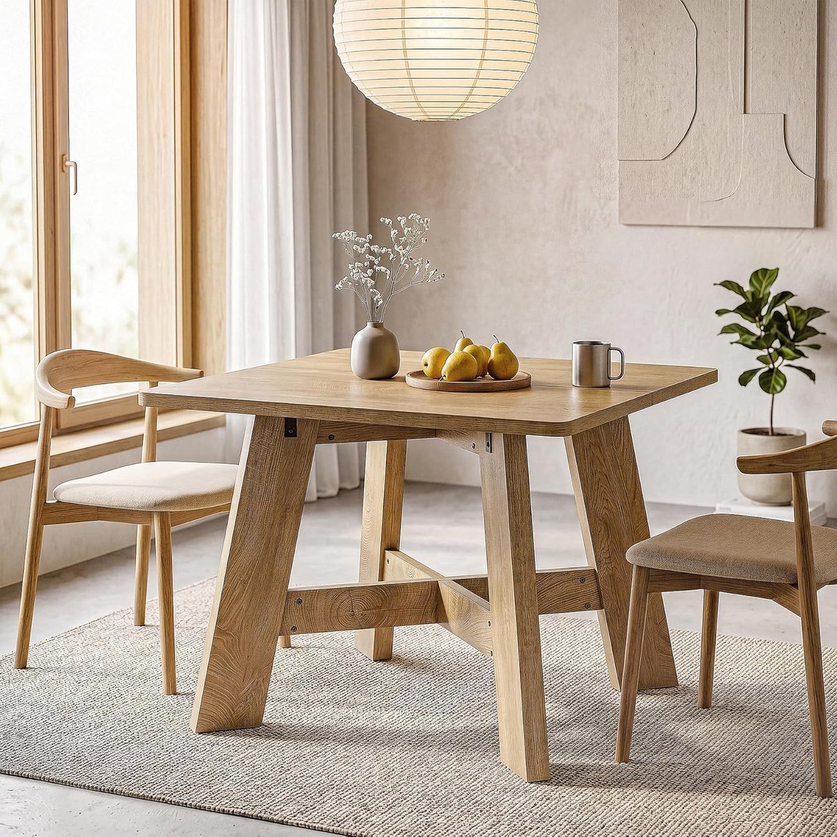 Tribesigns Eettafel - Eettafel met Metalen Onderstel - 100cm vierkante Keukentafel - landelijke - voor woonkamer, eetkamer - 100 x 100 x 75 cm