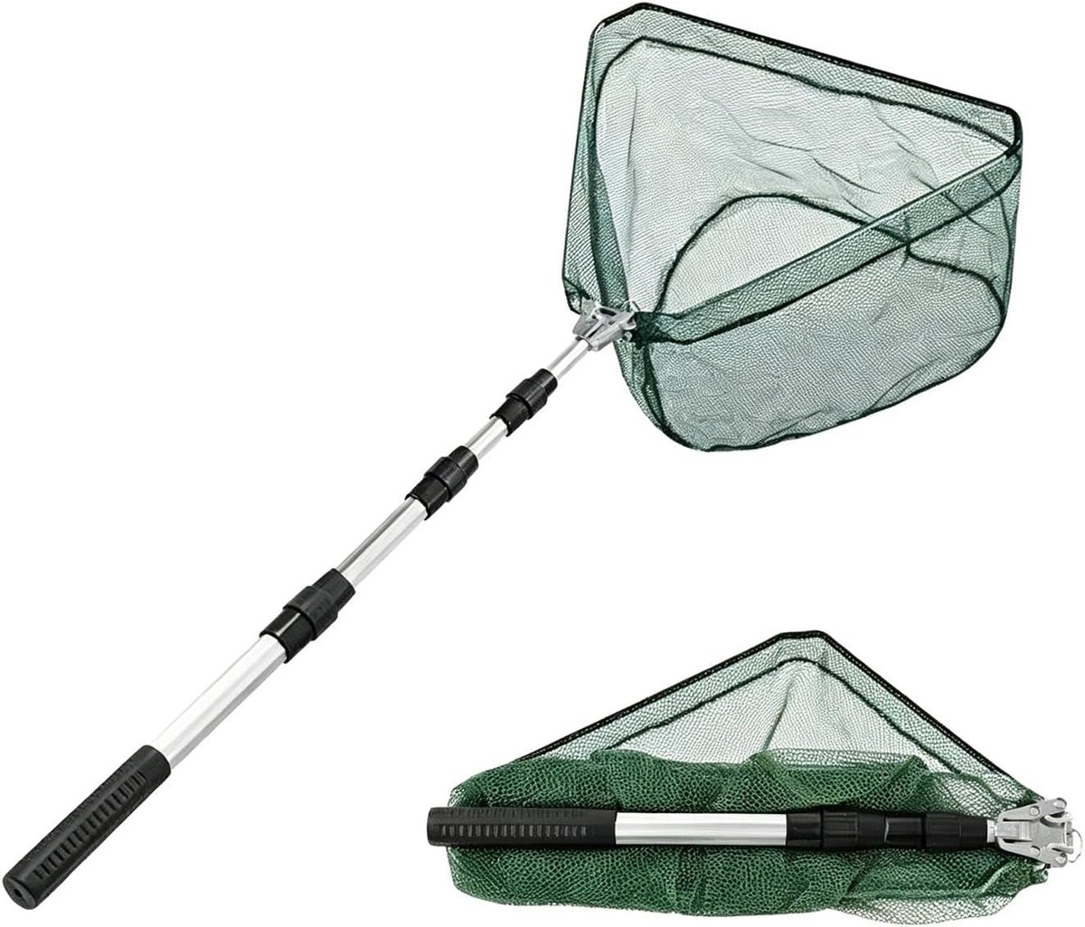 KZQ Telescopisch Schepnet – Uitschuifbaar Visnet tot 130 cm met Inklapbaar Ontwerp voor Forel, Vijver, Beek, Meer en Bootvissen – Compact Visgerei