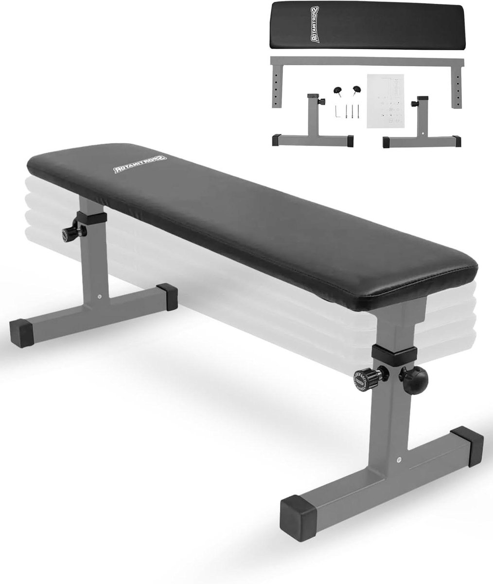 Verstelbare Trainingsbank - Fitness Bank - Krachtsport Thuis - Afwasbare Kunstlederen Bekleding - 110 x 45 x 54 cm - Grijs