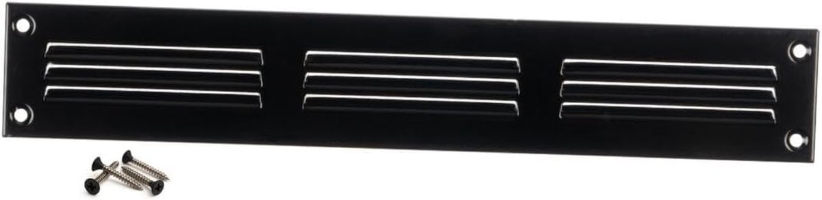 Ventilatierooster Plaatstaal - Afvoerlucht Rooster - Luchtcirculatie Verbeteren - Knaagdierenbescherming - 300 x 50 mm - Zwart