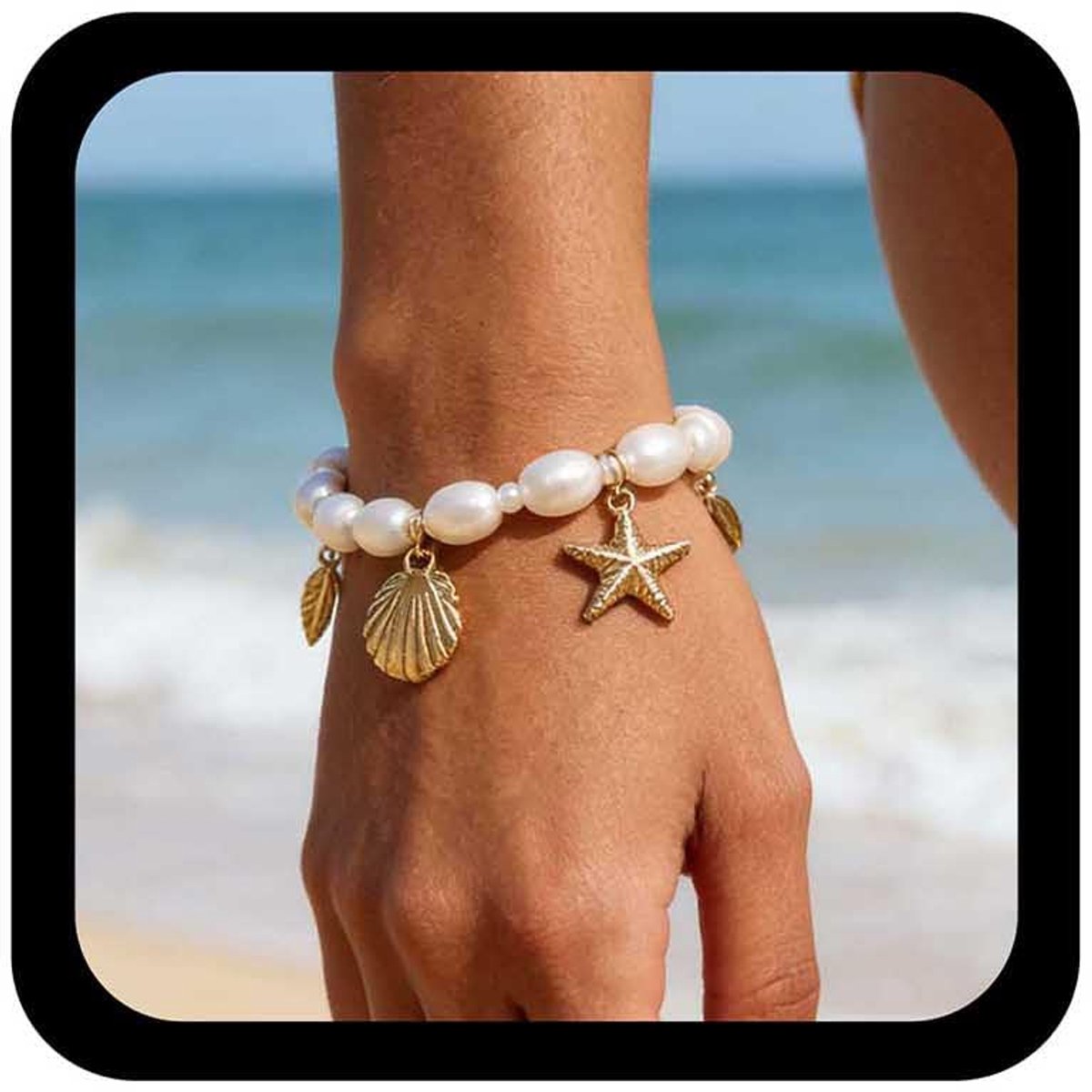 ovale parelarmband goud zeesterren armband smaragd schelp armbanden handgemaakte kralen verstelbare witte schelpketting armbanden