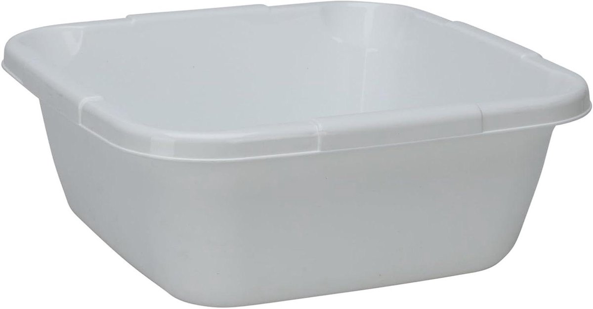 Spoelbak Kunststof Hoekig - Wastafel Kom - Afwassen en Wassen - Praktisch Hoekontwerp - 6 Liter - Wit