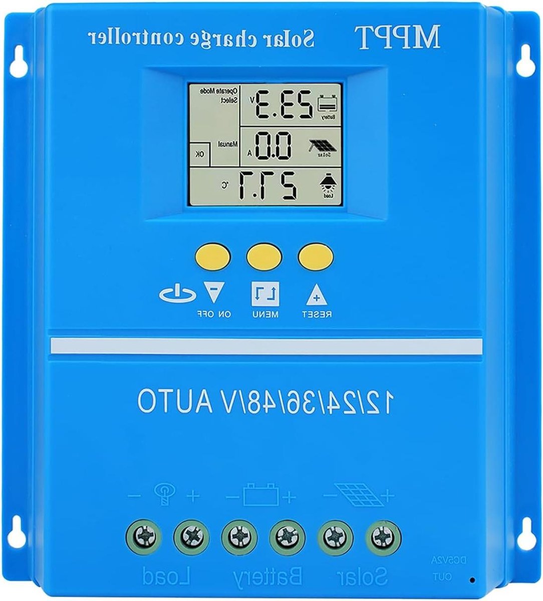 MPPT Laadregelaar - Zonne-energie Regelaar - Accu Laden - Automatische Batterijdetectie - 12V 24V 36V 48V - Grijs