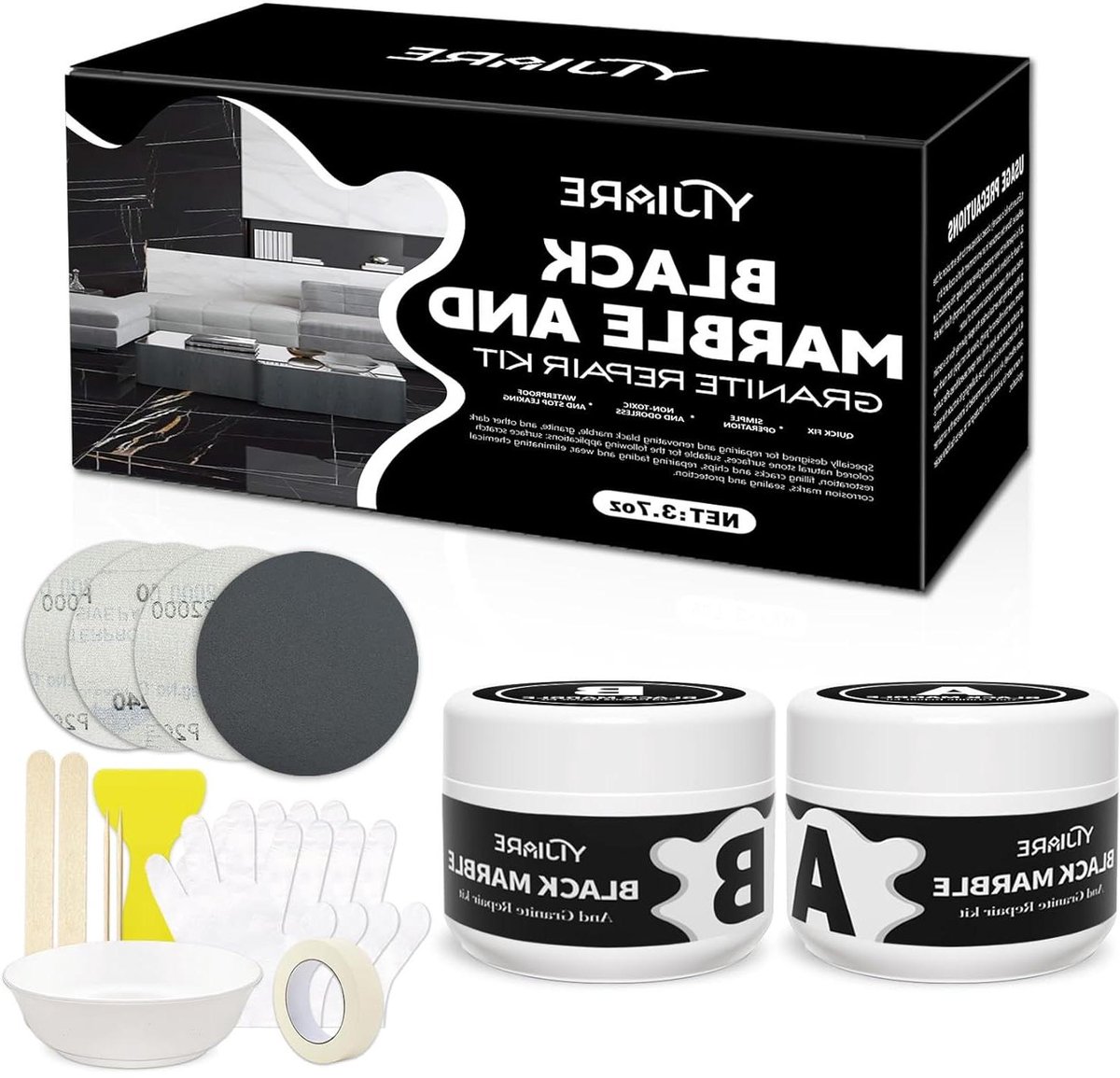 Reparatieset Keramiek - Tegelreparatie Kit - Beschadigingen Herstellen - Zelfnivellerend - 100 g - Zwart
