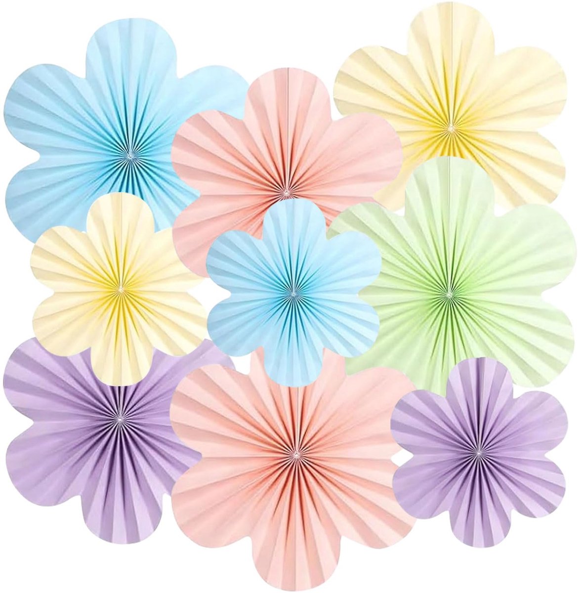 Papieren Bloemen Feestdecoratie Set van 9 - Grote Pull Bow Decoraties voor Baby Showers, Bruiloften & Verjaardagsachtergronden (35cm/25cm/20cm) Ophangbare Muurdecoratie