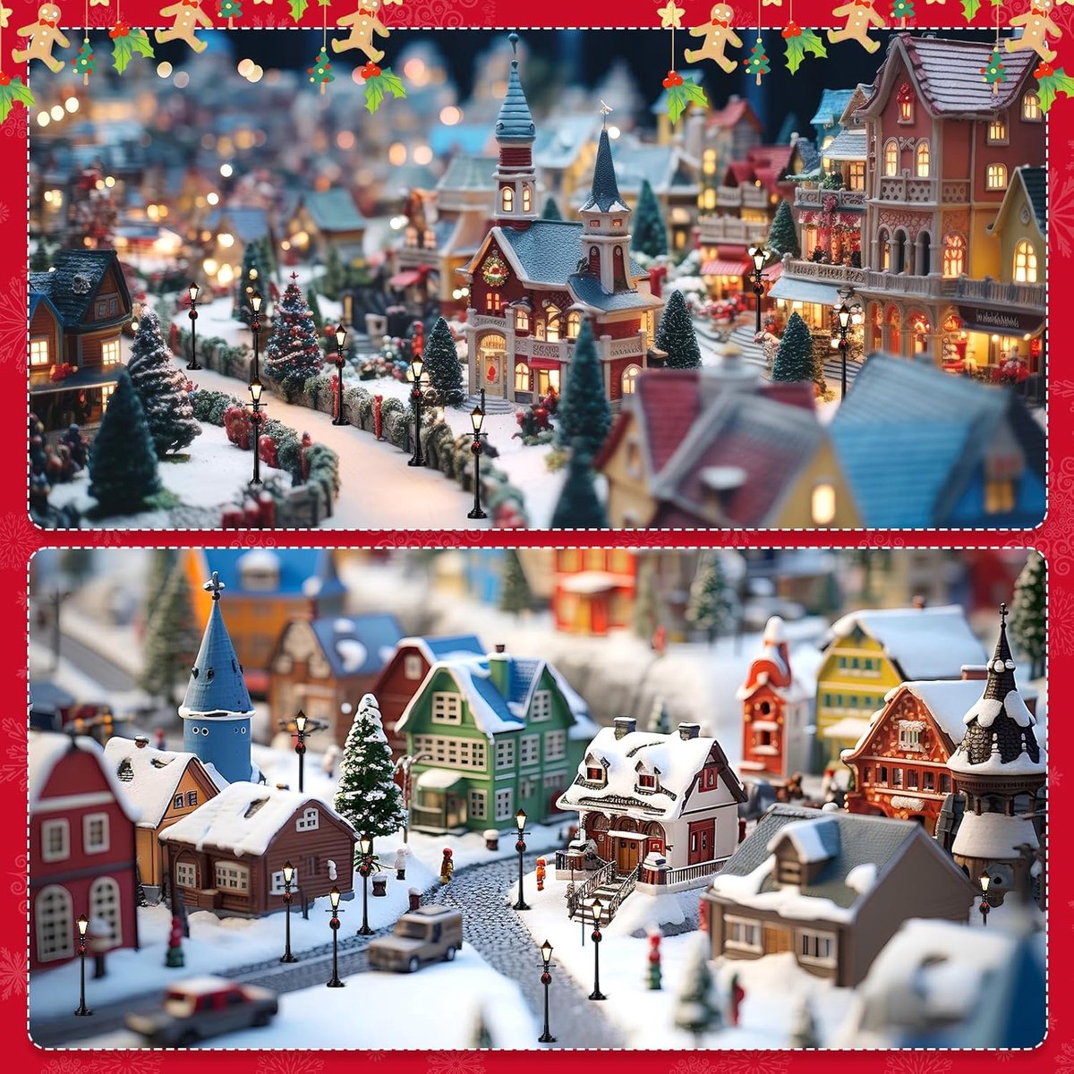Miniatuur Straatlantaarns - Kerstdorp Verlichting - Kerstdorp Decoratie - Set van 12 - 10.5-12.5 cm Hoog - Zwart – foto 3