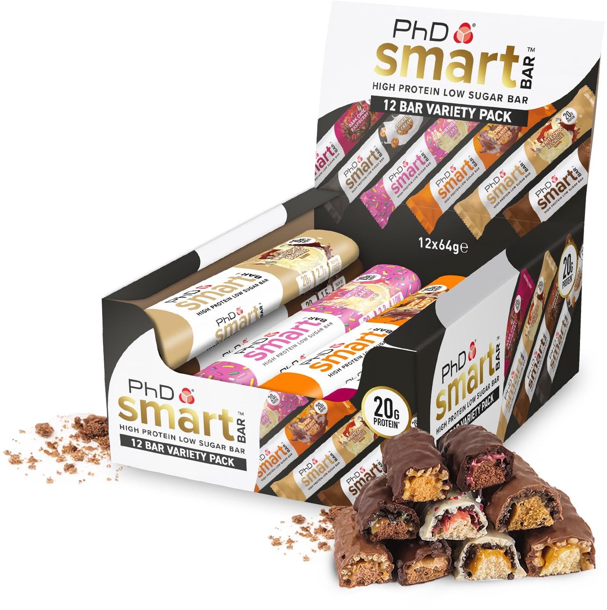 PhD Smart Protein Bar, Variatiepakket, Pak van 12