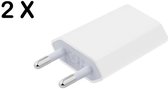Universele USB Oplader Set van 2 - 5V 1A - Compacte USB Adapter / Reisstekker - Wit - 2 pack - voordeelpak
