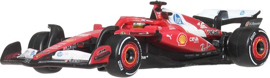 Rode Scuderia Ferrari HP F1 miniatuurraceauto, nummer 16, met witte accenten en sponsoren.