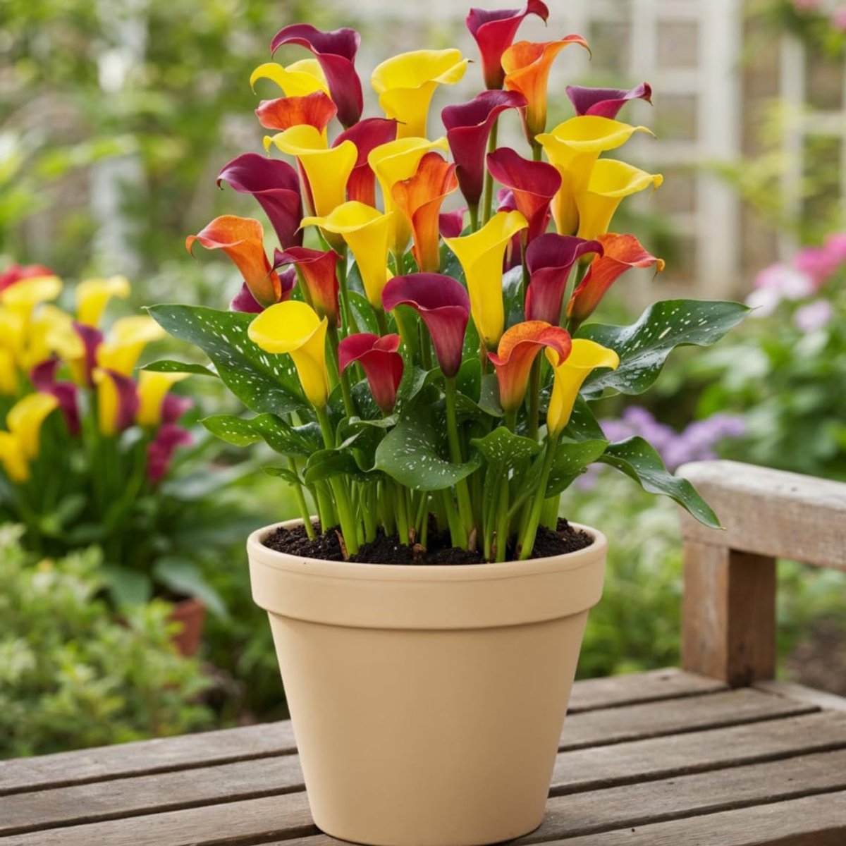Multicolour Collectie Zantedeschia leliebollen, 5 echte en Grote knollen met meer dan 5 bloemen, ideaal voor de pot, tuinplant, bloembollen mix uit Holland