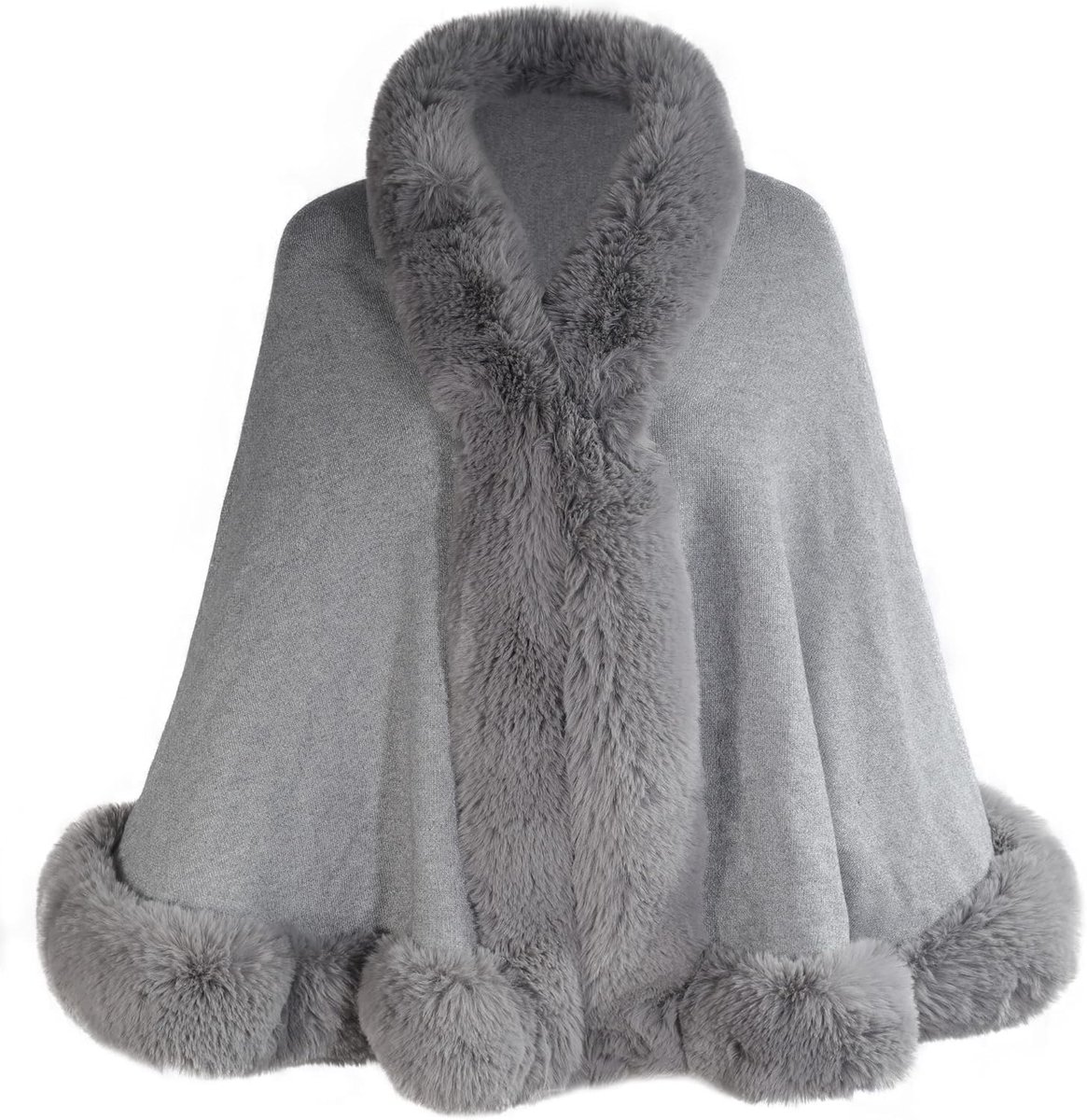 Dames winter imitatiebont poncho cape gebreide sjaal stola warm cardigan
