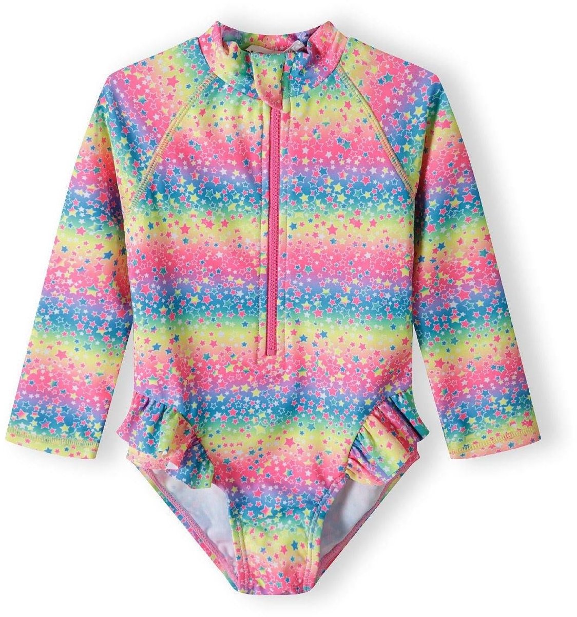 Minoti UV-zwempak meisjes regenboog lange mouwen - met rits