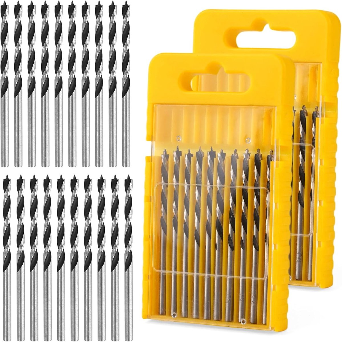 20 Stk Houtbosset,Ange Houtboren Koolstofstaal, Koolstofstaal Hout Boor Set | 3mm Hout Boor Sets Kleine Boor, Bit Professionele Twist Boren, voor Hardhout, Plastic Ronde Gaten in Alle Houtsoorten