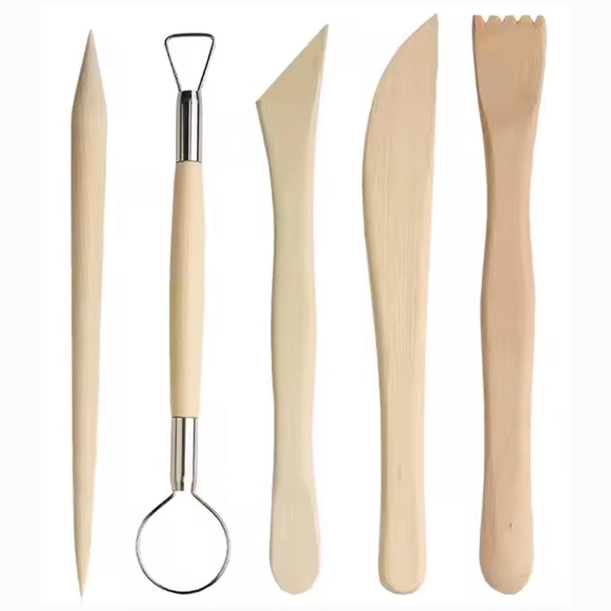 5 Stuks Klei Gereedschap in gepolijst beukenhout, Polymeer Clay Tools, Pottenbakkerij, Modelleerklei, Keramiek Benodigdheden, Sculpd, Modelbouw Gereedschappen