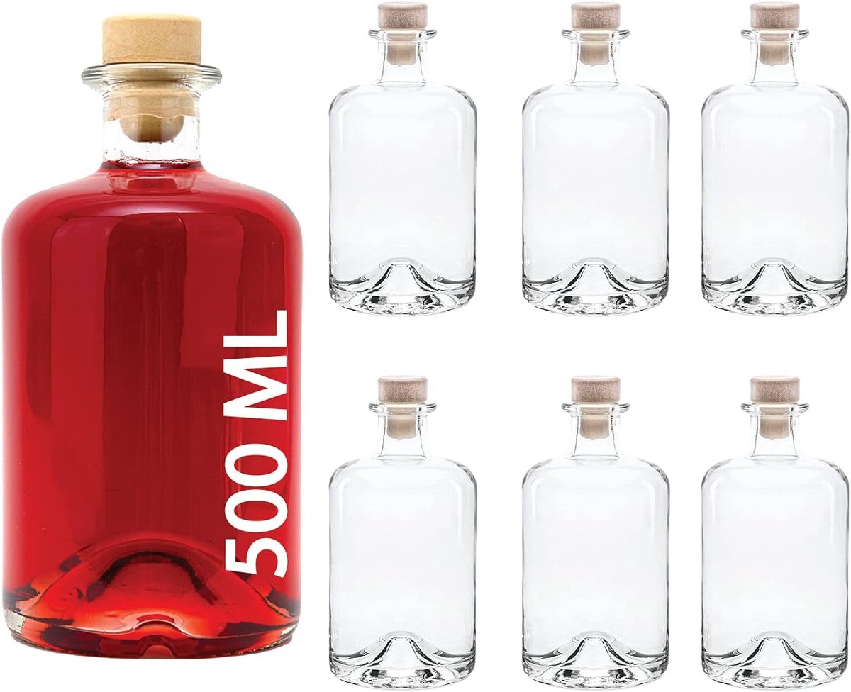 Flessen apothekersfles HGK wijnfles jeneverfles azijn olie glazen flessen 0,5 liter l nr. 1 van slkfactory (6 stuks)