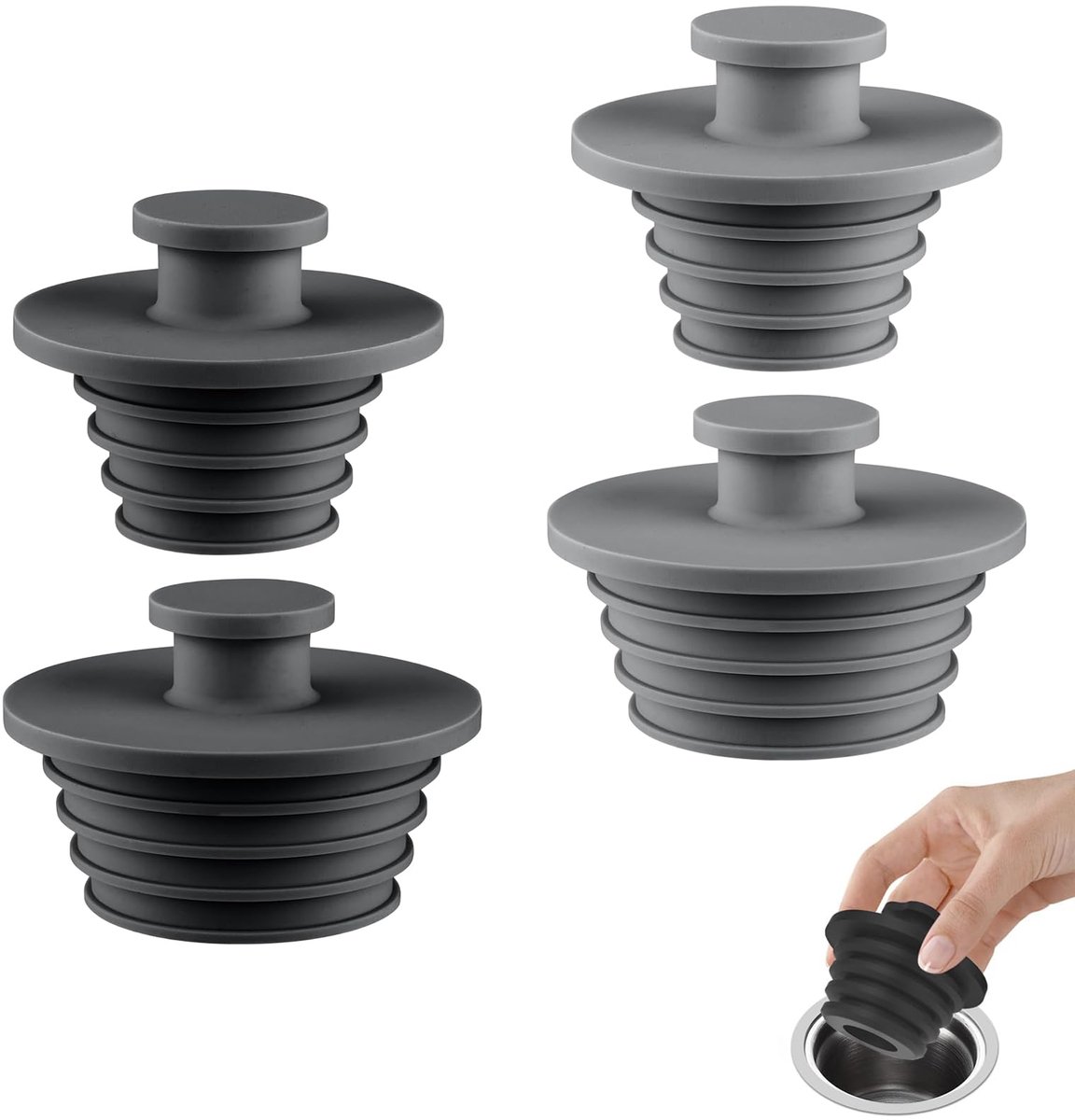 4 stuks universele afvoerstop, siliconen badstop, afvoerplug voor doucheplug, badplug eenvoudige installatie, wastafelstop universeel voor badkamer en keuken