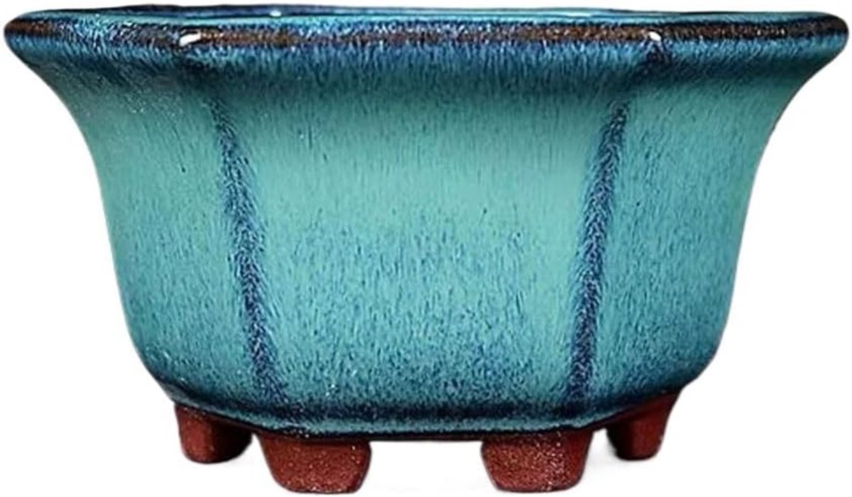 Bloempotten Keramische Kleur Glazuur Bloempotten Vetplanten Bloempotten Miniatuur Bonsai Potten Paarse Klei Potten Zeshoekige Groene Glazuur Potten Decoratieve Plantenpotten