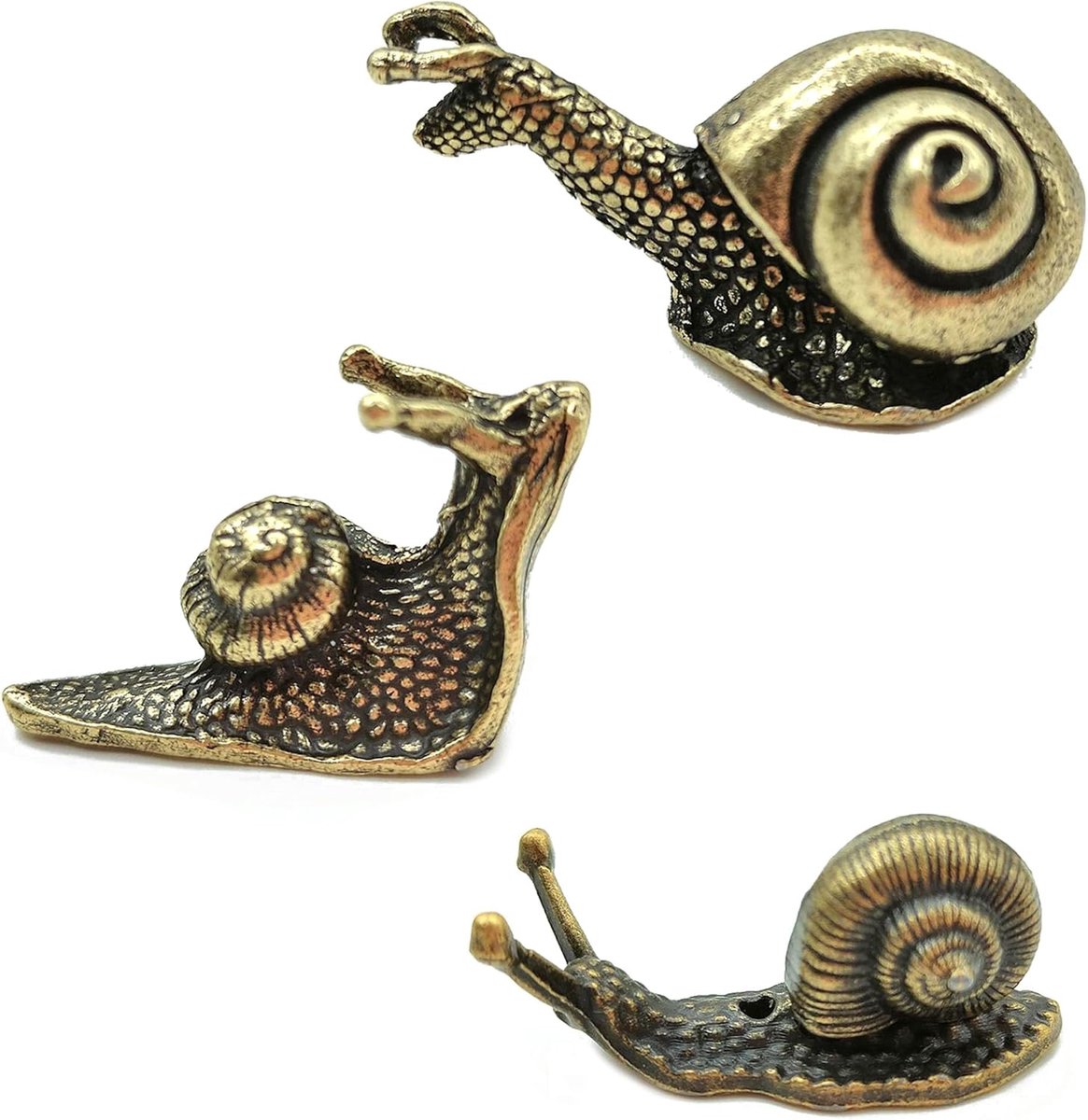 3 stuks slakken tuin figuur decoratie slak figuren ornamenten miniatuur sculpturen metaal creatieve retro sculptuur dier outdoor balkon gazon terras binnenplaats (A)