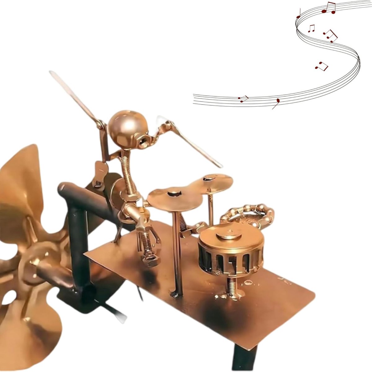 Handgemaakte metalen trommel, windmolen, rotslint, windsculptuur voor terras, tuin, decoratie