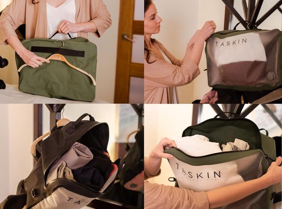 Vacuüm Packing Cubes - Reisorganizer Kledingzakken - Bagage Comprimeren - Inclusief Mini Vacuümpomp - 2XL - Zwart en Olijfgroen — afbeelding 2