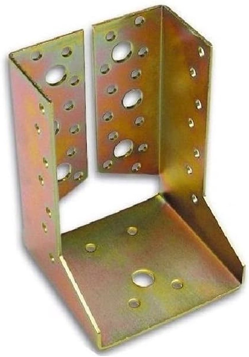 Balkdragers Binnenflens - Houtverbinder Paalsteun - Stevig Bouwen - Verzinkt Staal - 12x16 cm - Zilver