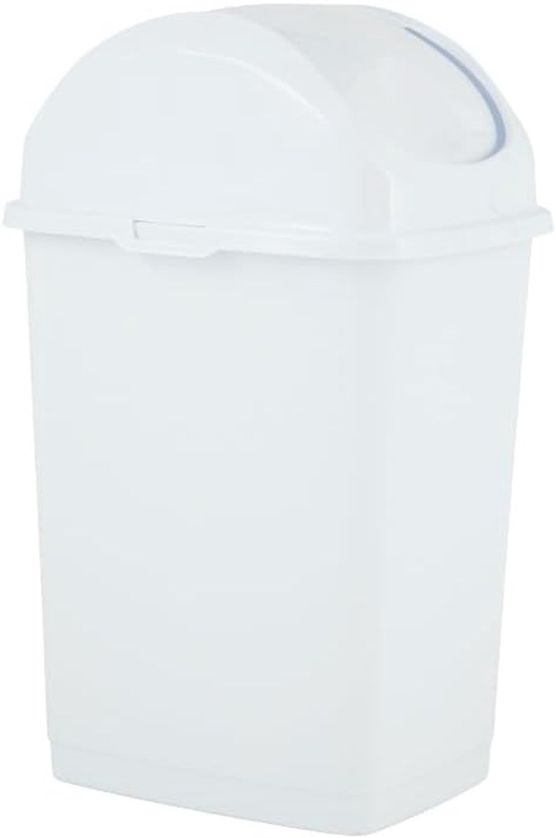 Prullenbak - Afvalbak - Ruimte Besparen - Draaibaar Deksel - 10 Liter - Wit
