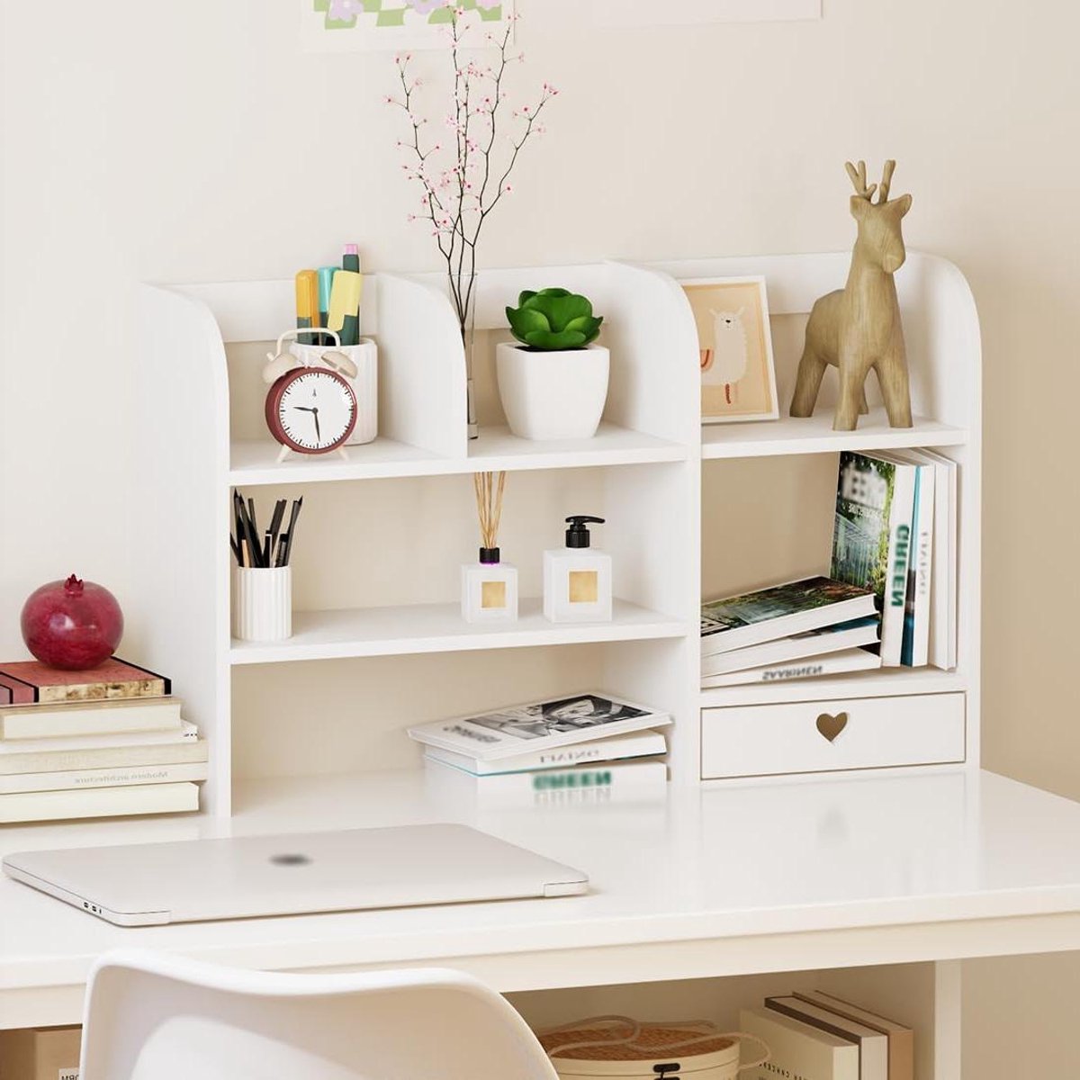 Bureau Organizer - Bureauplank Opslag - Bureau Opruimen - Waterdicht Materiaal - 56 x 36 cm - Wit