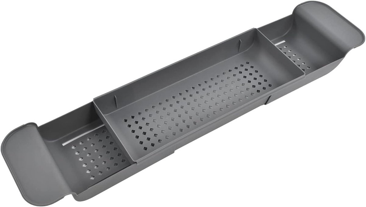 Badkuip Organizer - Badplank Caddy - Ontspannen in Bad - Verstelbaar Ontwerp - 56 cm - Grijs