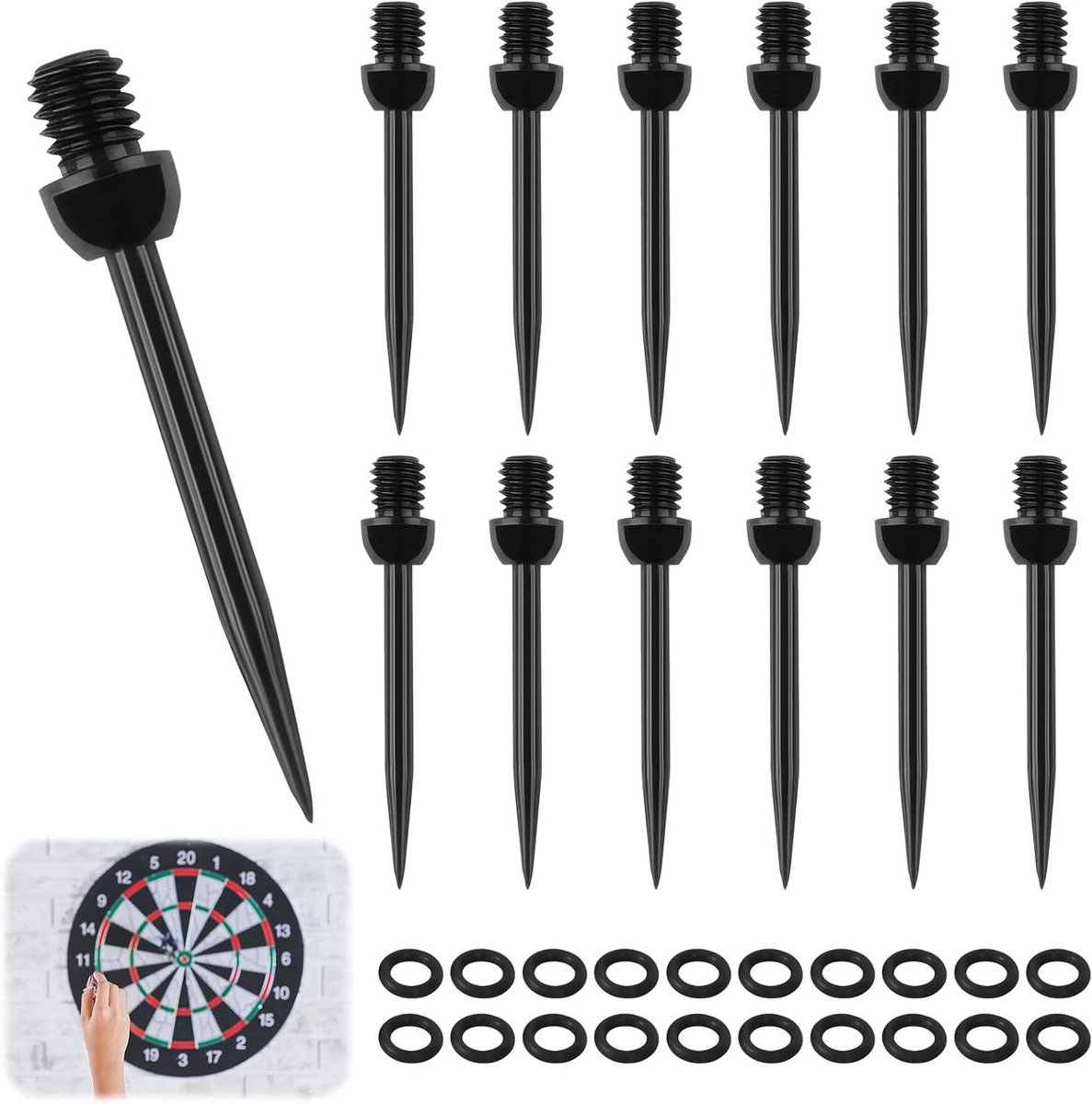 Steeldartpunten - Stalen dartpijlen - Dartspel verbeteren - Roestvrij staal - 3.7 cm - Zwart