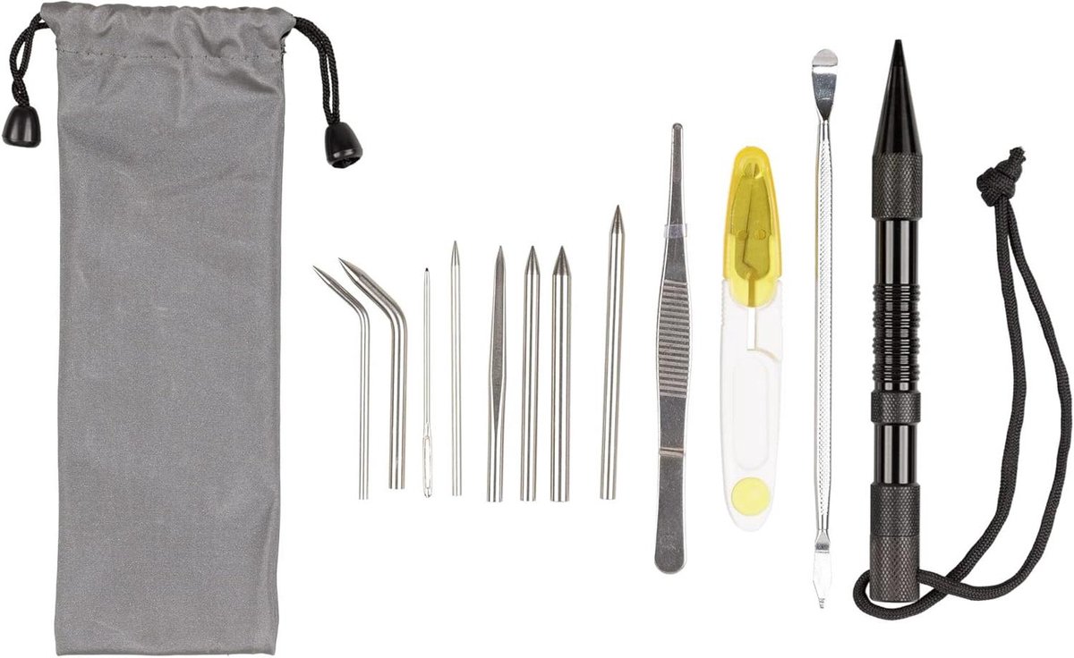 Paracord FID-set - Naalden Toolset - Handwerk Vlechten - Roestvrij Staal - 12 Delig - Zilver
