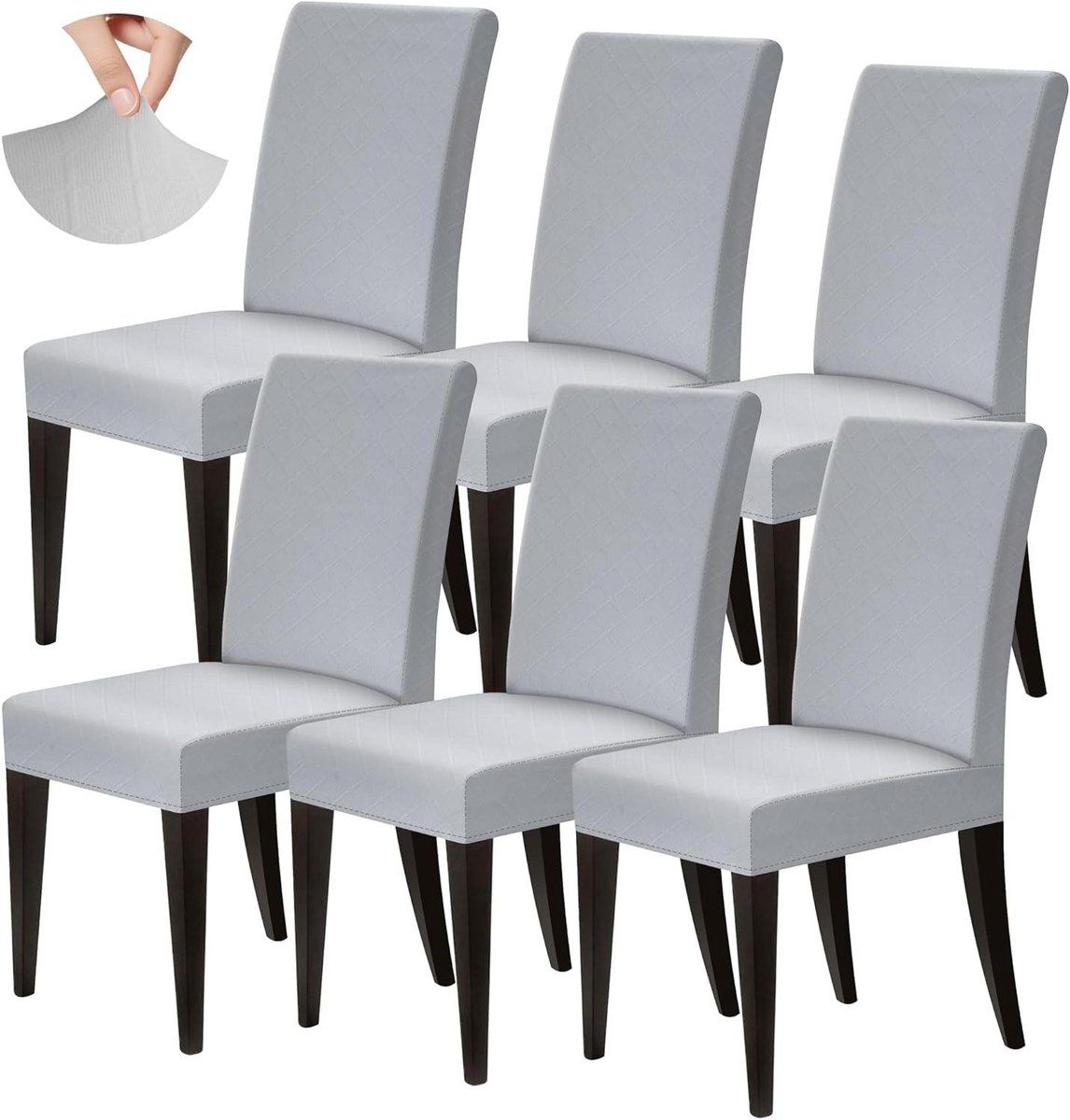 Stoelhoezen - Beschermhoezen Stoelen - Eettafel Beschermen - Waterafstotend Stof - 6 Stuks - Lichtgrijs